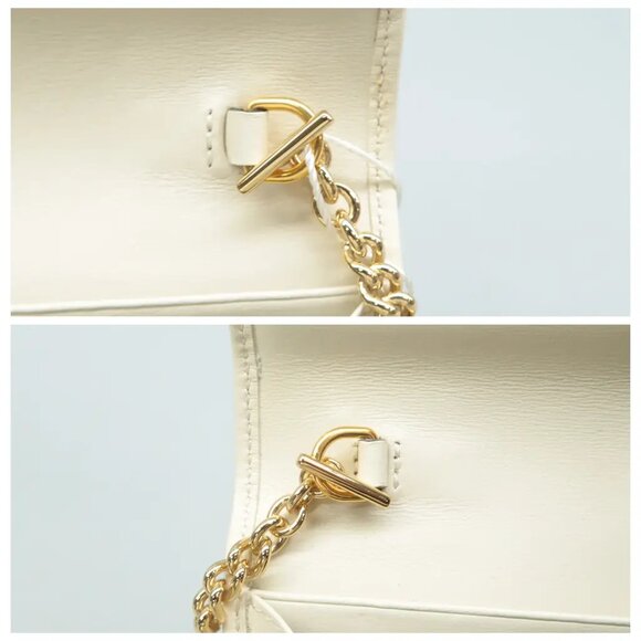 100% Authentic GUCCI Horsebit 1955 Chain Wallet White Leather Shoulder Bag - Picture 5 of 12